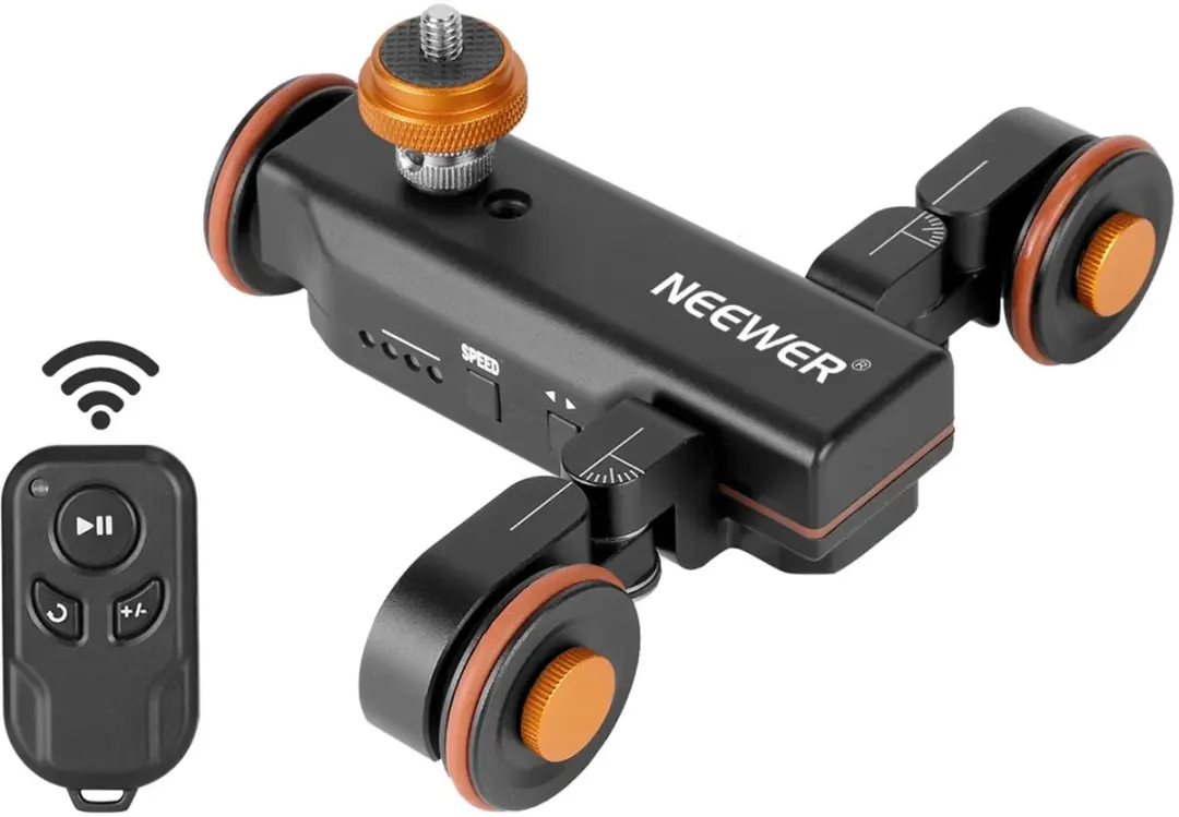 NEEWER 3 wielen draadloze videocamera statief dolly, 3 versnellingen gemotorisee