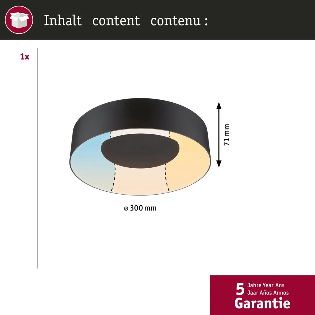 Paulmann Casca LED Plafondlamp IP44 1500lm - Zwart mat - afbeelding 6 van 6