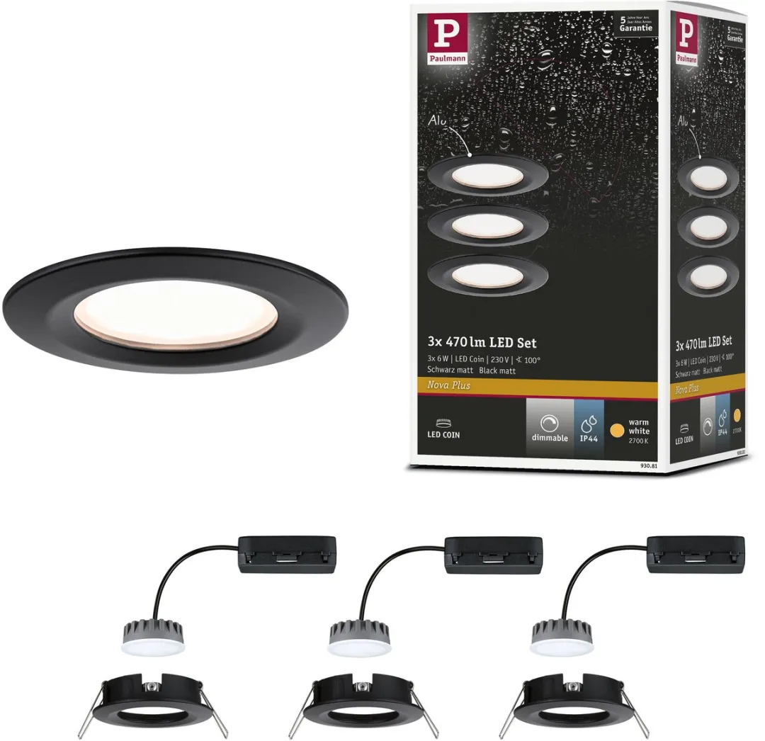 Paulmann Nova Plus Coin Basisset LED-inbouwlamp 3x6W 470lm 2700K