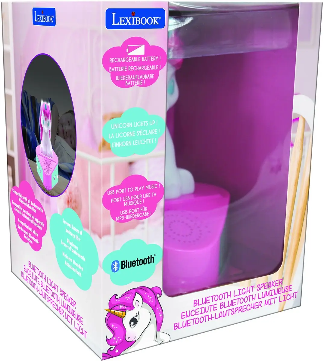 Lexibook BTD80UNI Bluetooth Luidspreker Unicorn - Roze - afbeelding 6 van 6