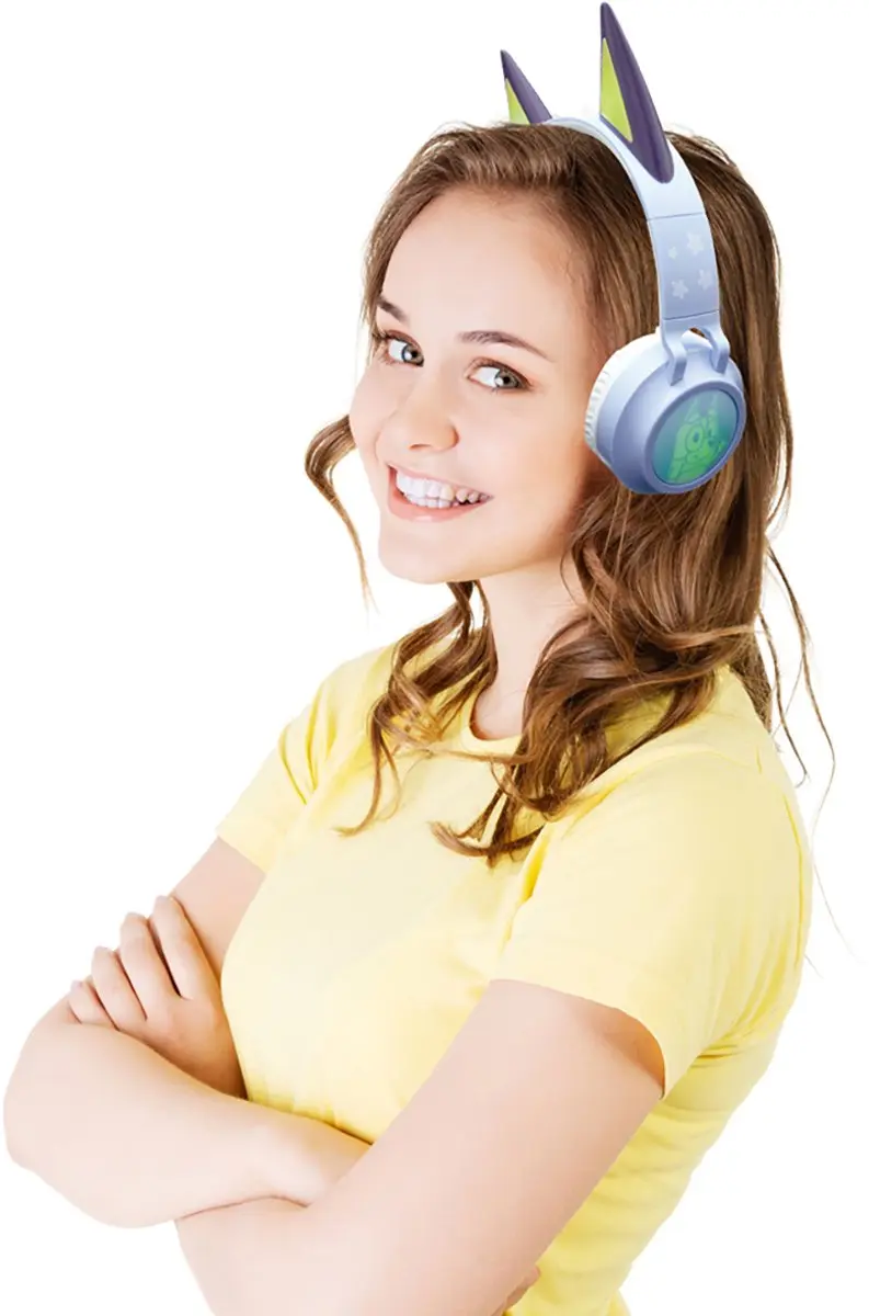3D Bluey design Bluetooth® en Bedrade Opvouwbare Koptelefoon met veilige volumebeperking - afbeelding 2 van 6