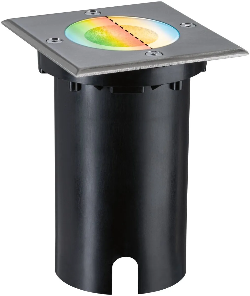 Paulmann LED Grondinbouwlamp Smart Home Zigbee 3.0 Floor IP67 110x148mm RGBW+ 4,9W - Staal geborsteld