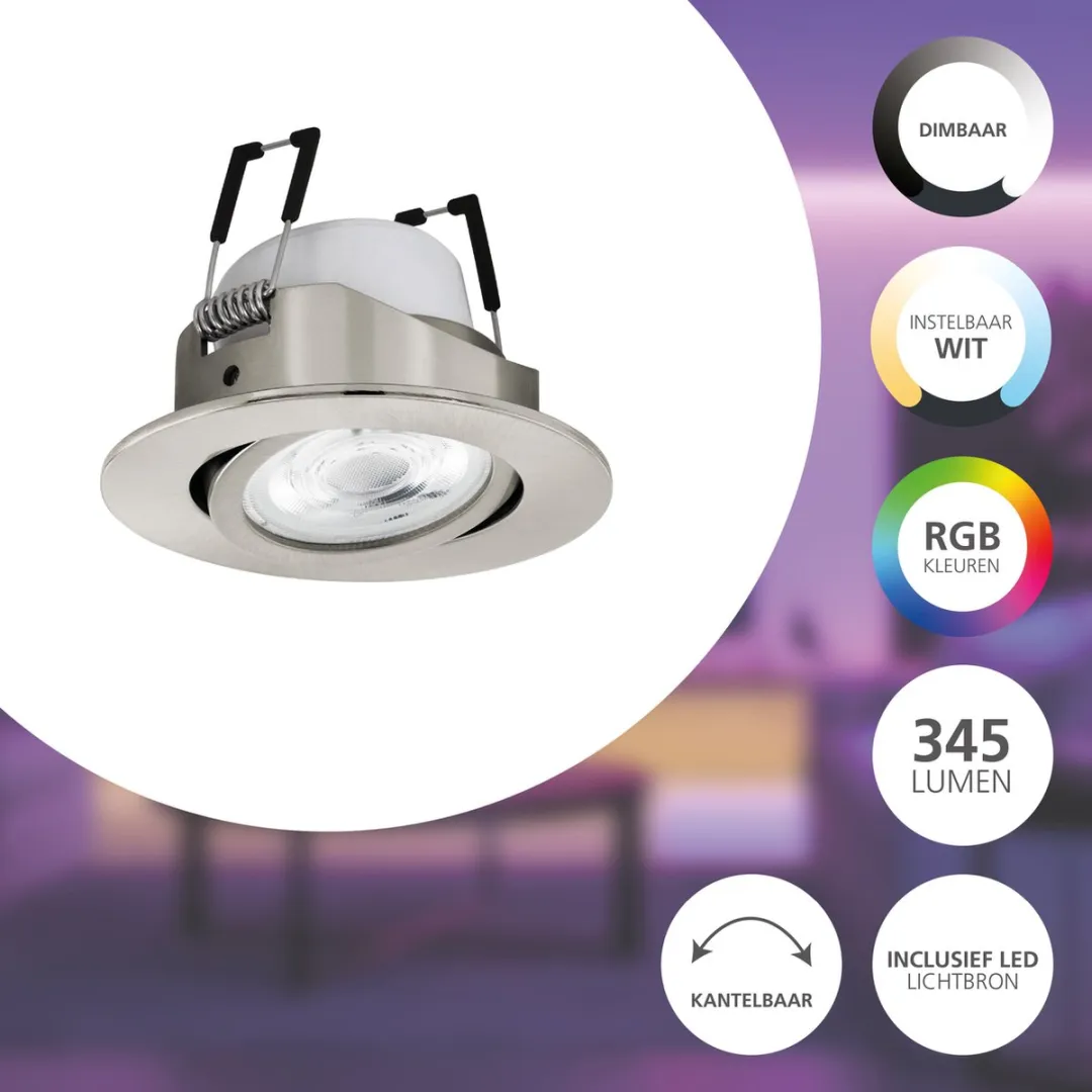EGLO connect.z Saliceto-Z Smart Inbouwspot Ø8,8cm - Grijs