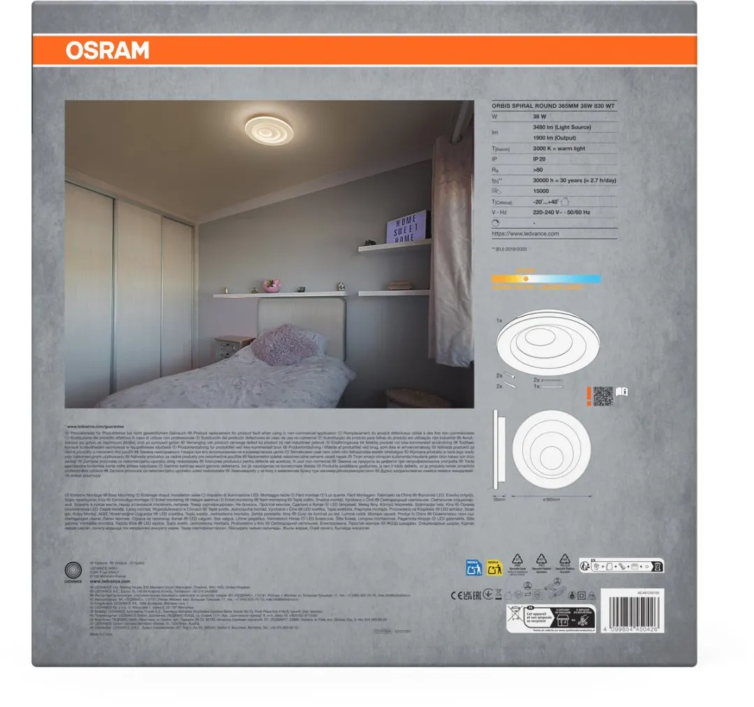 Osram Orbis Spiral Round LED Plafondlamp 365mm - 38W 2400lm Warmwit