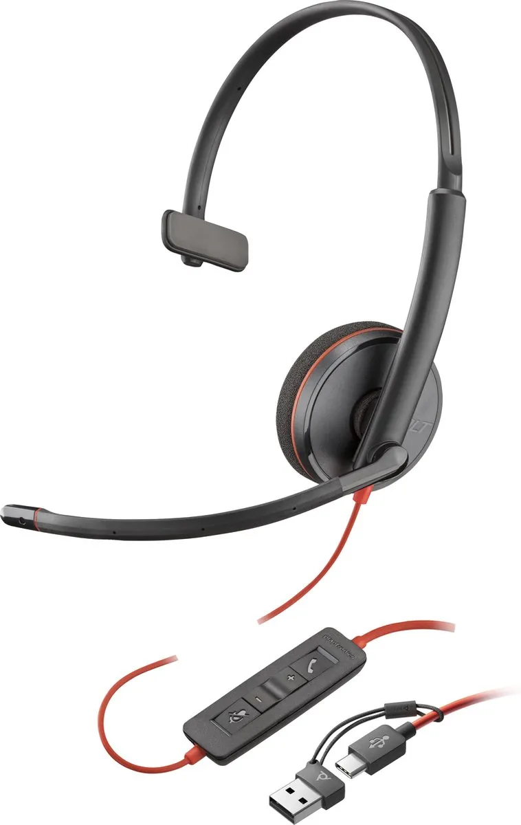 HP Poly Blackwire C3210 – Over-ear headset – Kabel – Mono – Zwart