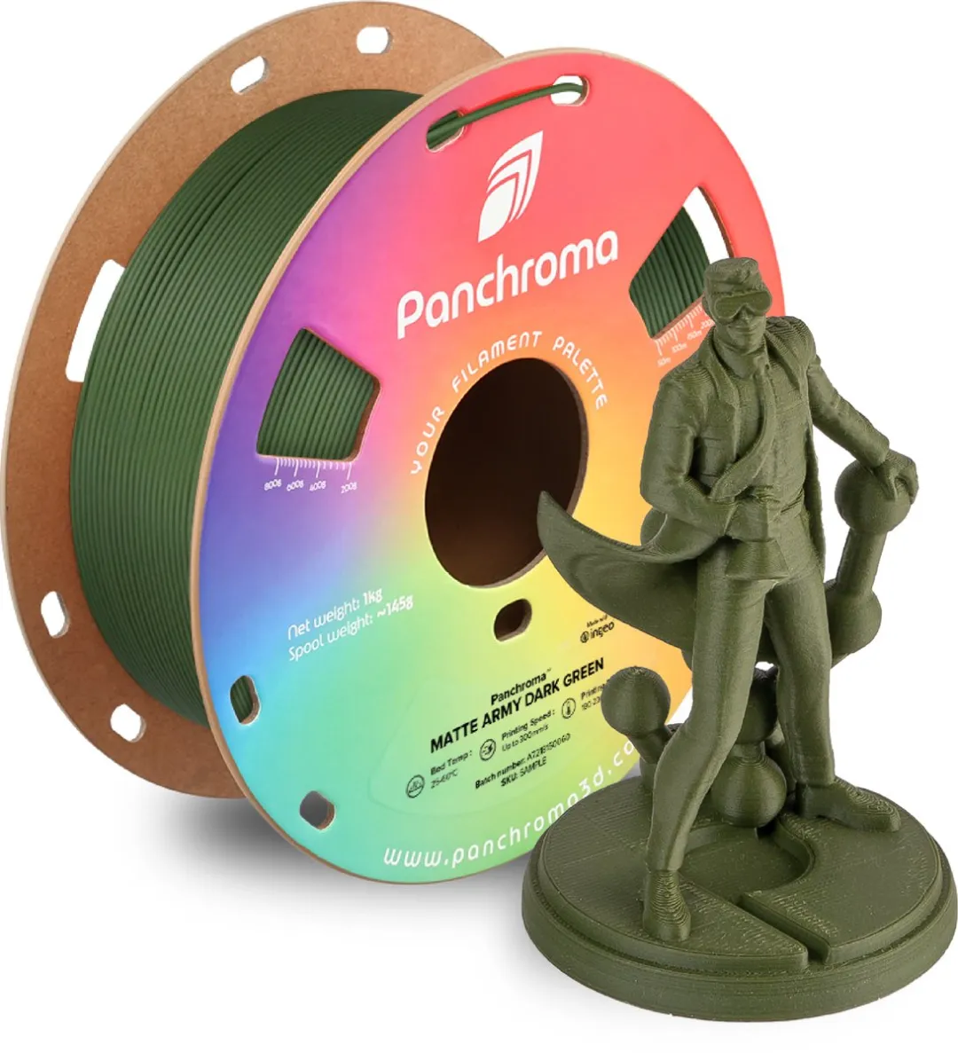 Polymaker Panchroma Matte PLA Filament 1.75mm - 1000g Army Dark Green