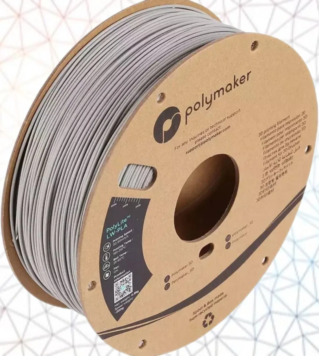Polymaker PolyLite LW-PLA Filament 1.75mm - Grijs