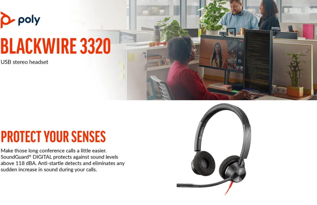 Poly Blackwire C3320-M Headset - Zwart - afbeelding 6 van 6