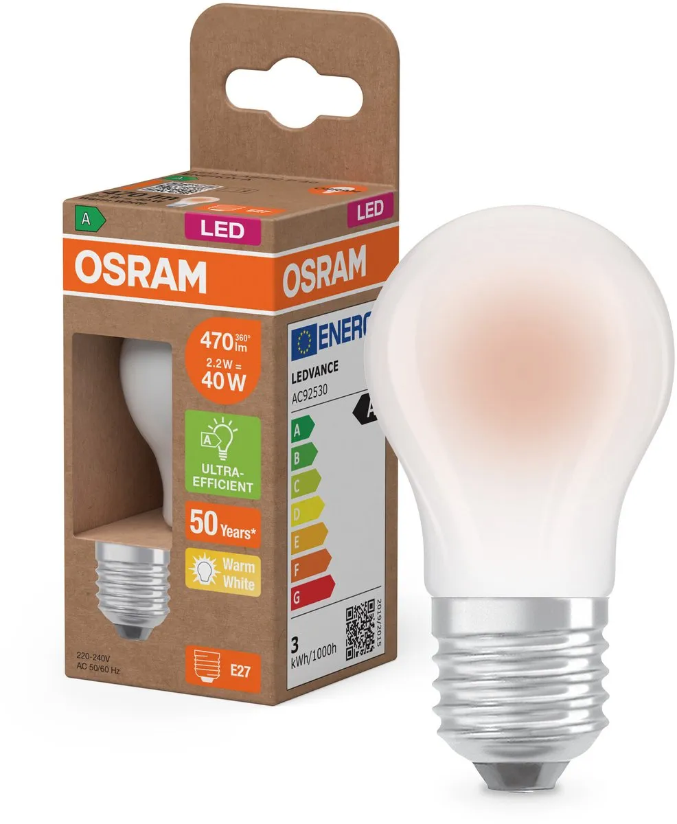 Osram LED Classic E27 Peer Filament 2.2W 470lm - Zeer Warm Wit