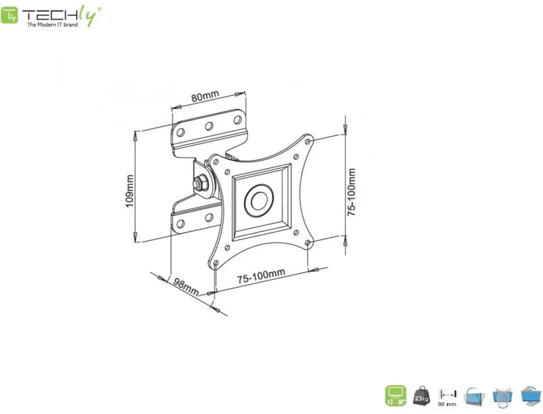 Techly ICA-LCD-201BK TV-bevestiging - Zwart - afbeelding 4 van 6