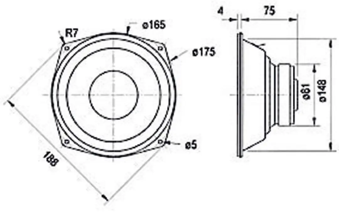 Visaton VS-WS17E/8 Woofer 17cm - 8 Ohm - afbeelding 6 van 6