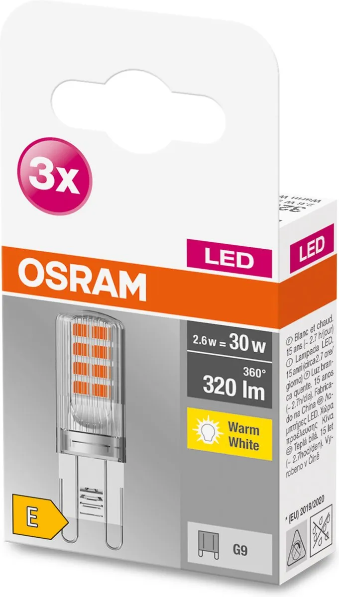 Osram LED-lamp G9 2.6W Warmwit - 3 Stuks