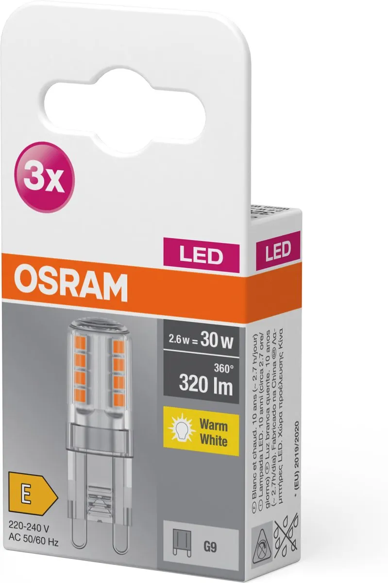 Osram LED-lamp G9 2.6W Warmwit - 3 Stuks