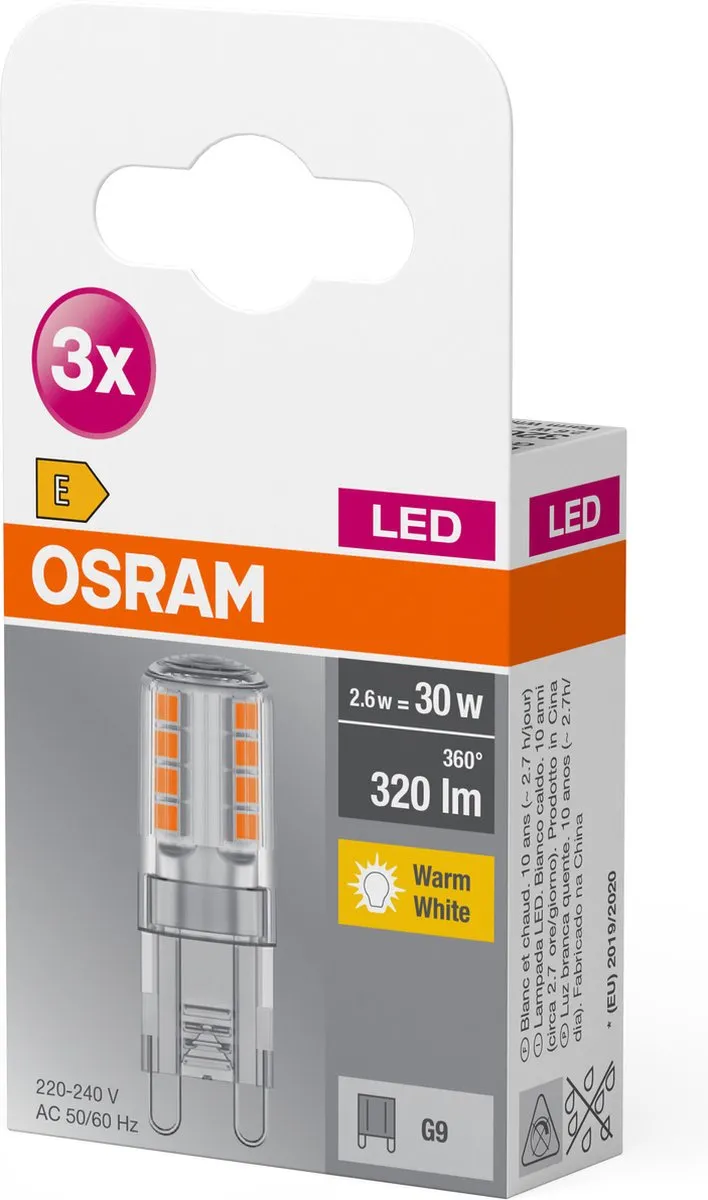 Osram LED-lamp G9 2.6W Warmwit - 3 Stuks