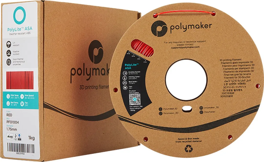Polymaker PolyLite ASA Filament 1.75mm 1000g - Rood