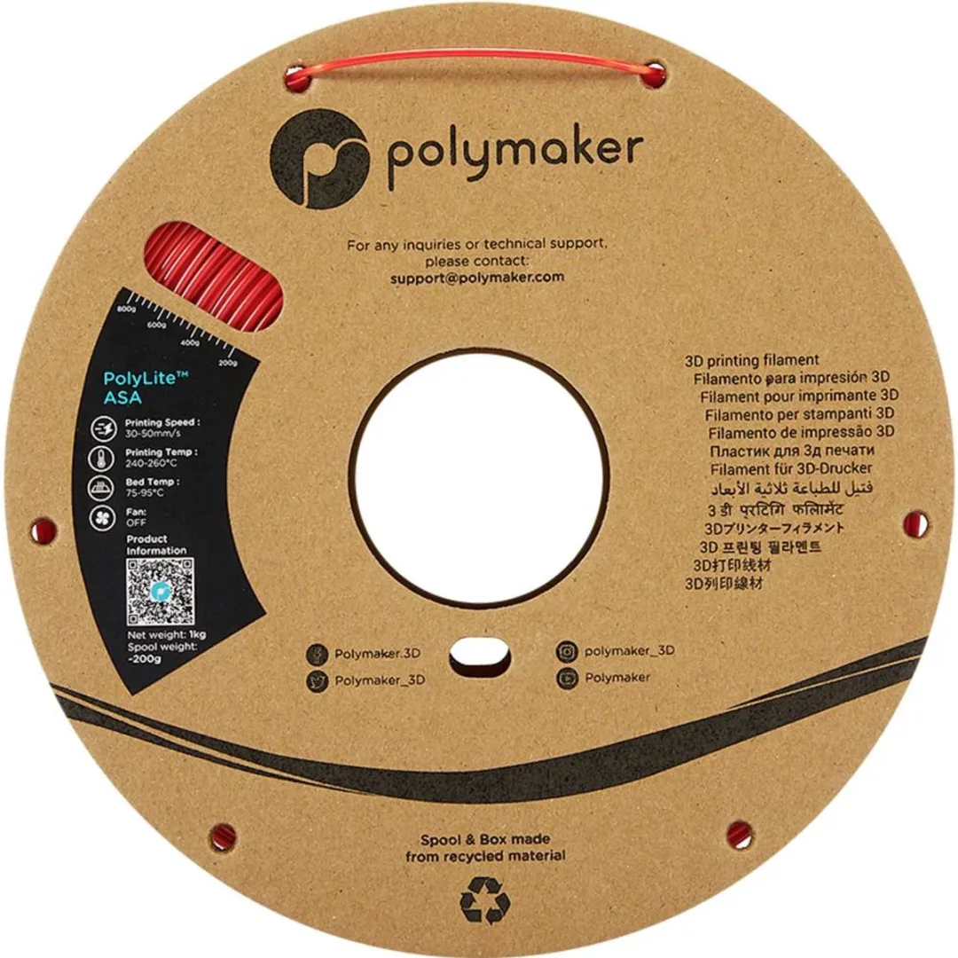 Polymaker PolyLite ASA Filament 1.75mm 1000g - Rood