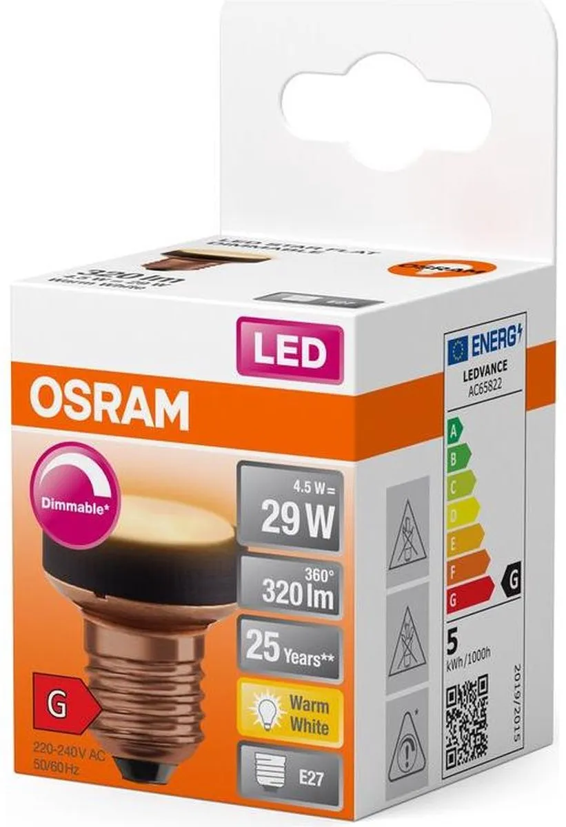 Osram LED E27 45W 320lm Zeer Warm Wit Mat - Dimbaar