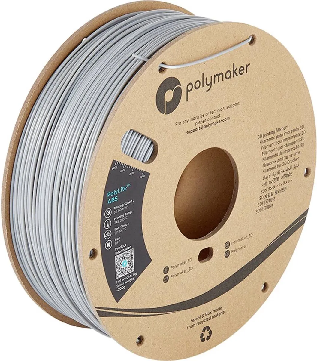 Polymaker PolyLite ABS Filament 1.75mm 1000g - Grijs