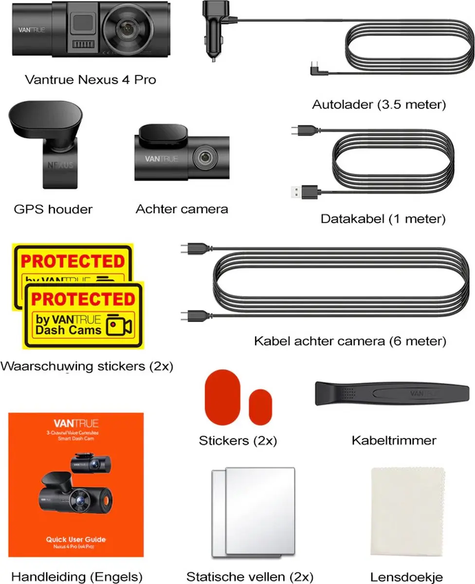 Vantrue N4 Pro Triple 3CH dashcam - 4K - Wifi en GPS - afbeelding 3 van 6
