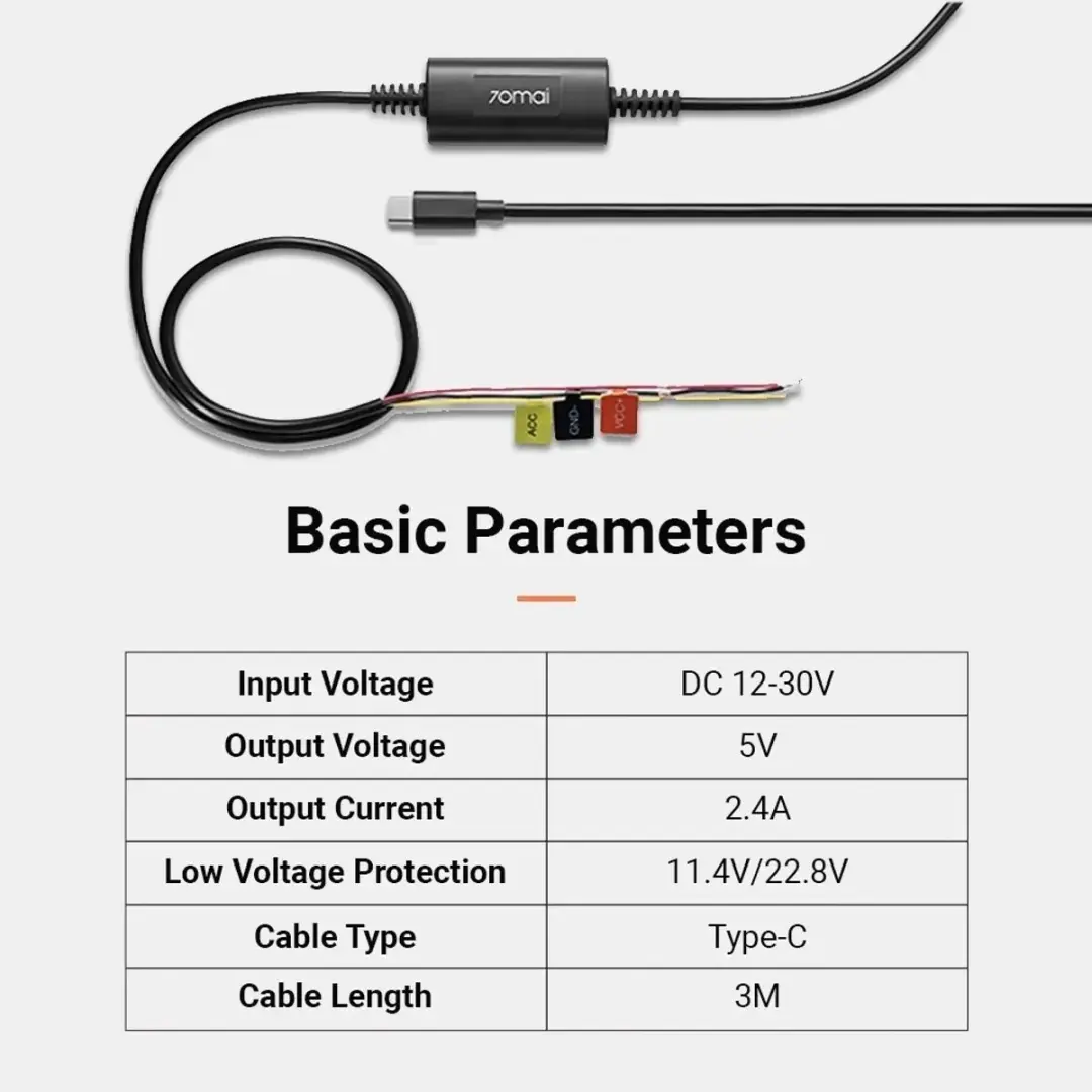 70mai UP03 Hardwire Kit - Zwart - afbeelding 2 van 4