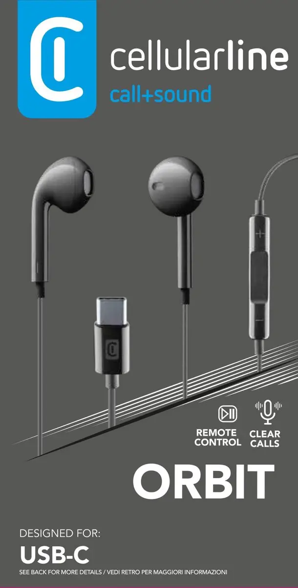 Cellularline Orbit AUORBITTYPECK Headset USB-C - Zwart - afbeelding 3 van 4