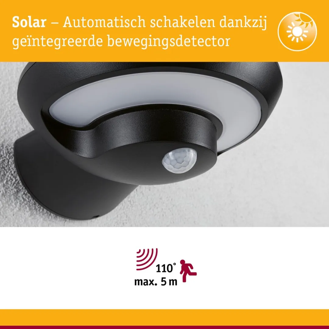 Paulmann Bordola Solar LED Wandarmatuur Antraciet - 3000K 3,5W - afbeelding 6 van 6