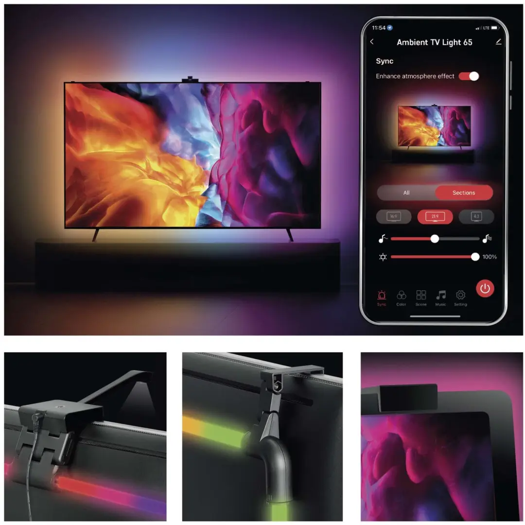 Emos GoSmart ZTV65 RGB-sfeerverlichting voor tv 65 inch - afbeelding 5 van 6