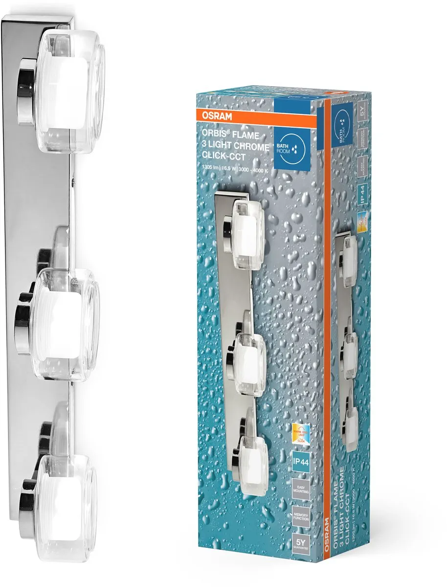 Osram Orbis Flame Wandlamp LED 16.5W 1050lm - Chroom - Instelbare kleurtemperatuur