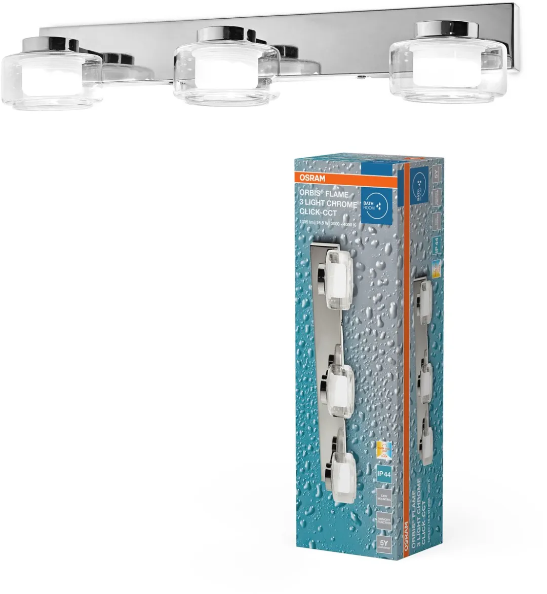 Osram Orbis Flame Wandlamp LED 16.5W 1050lm - Chroom - Instelbare kleurtemperatuur