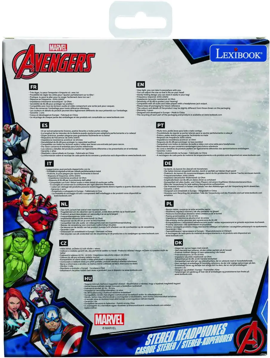 Lexibook Avengers HP010AV Koptelefoon - Bedraad - Blauw - afbeelding 6 van 6
