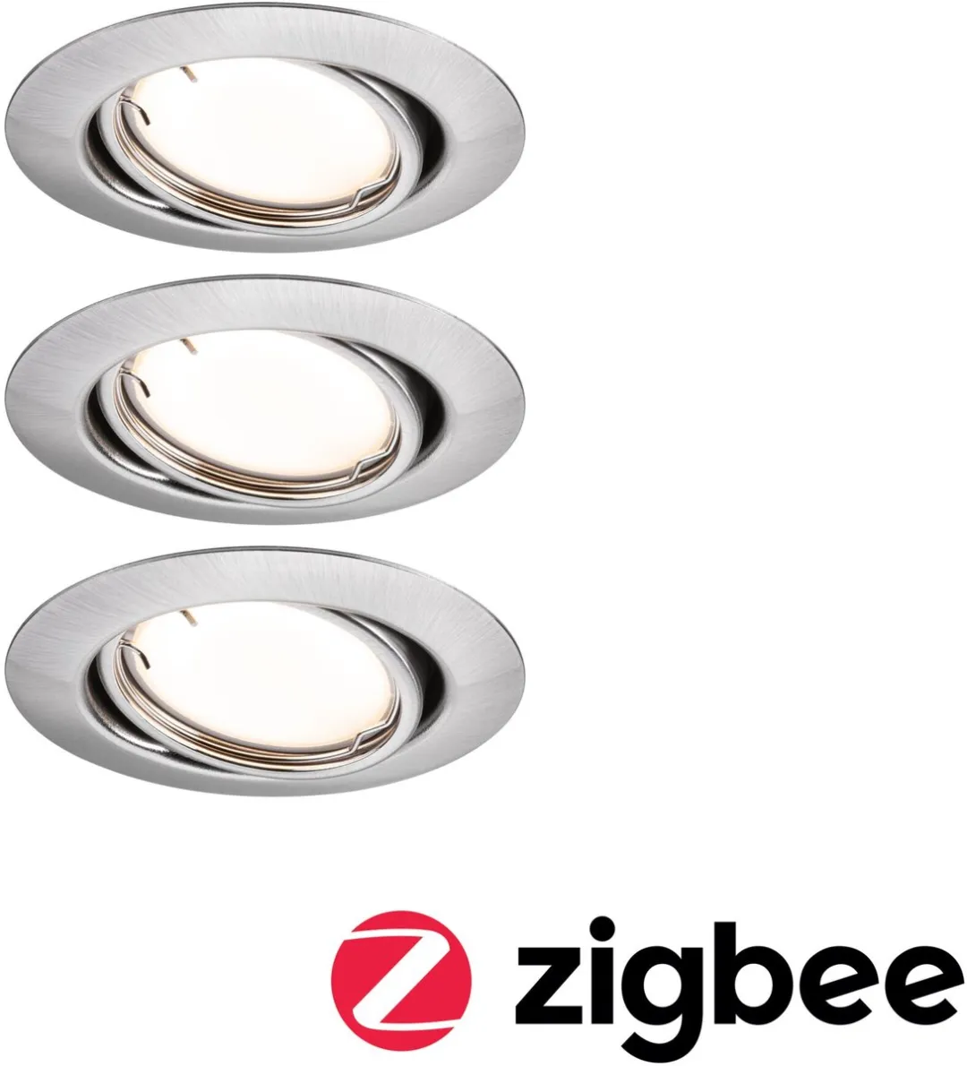 Paulmann LED-inbouwlamp Smart Home Zigbee 3.0 Coin Basisset - 3x430lm 3000K - Staal geborsteld