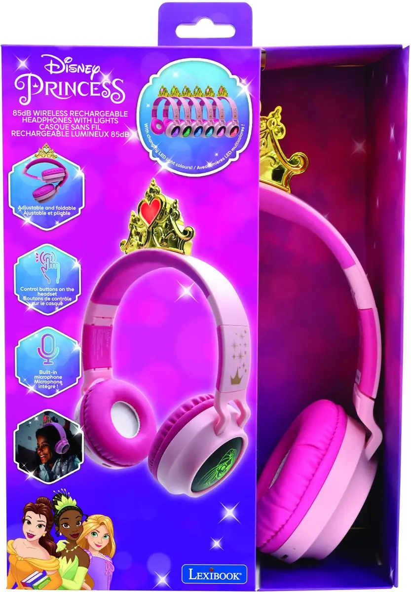 Lexibook Disney Princess HPBT015DP Bluetooth Koptelefoon - Roze - afbeelding 2 van 6