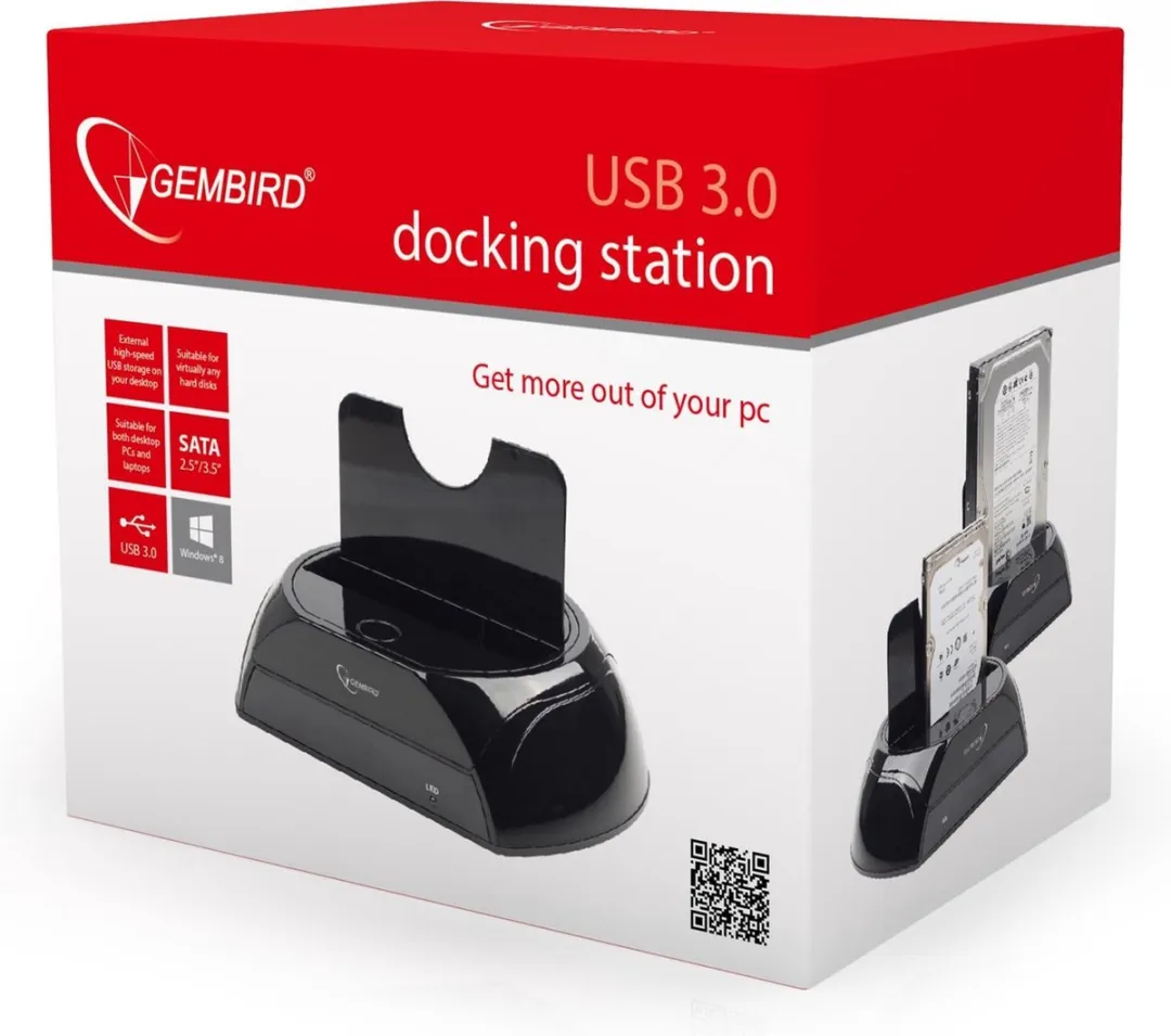 Gembird HD32-U3S-2 USB 3.0 Docking Station - Zwart - afbeelding 4 van 6