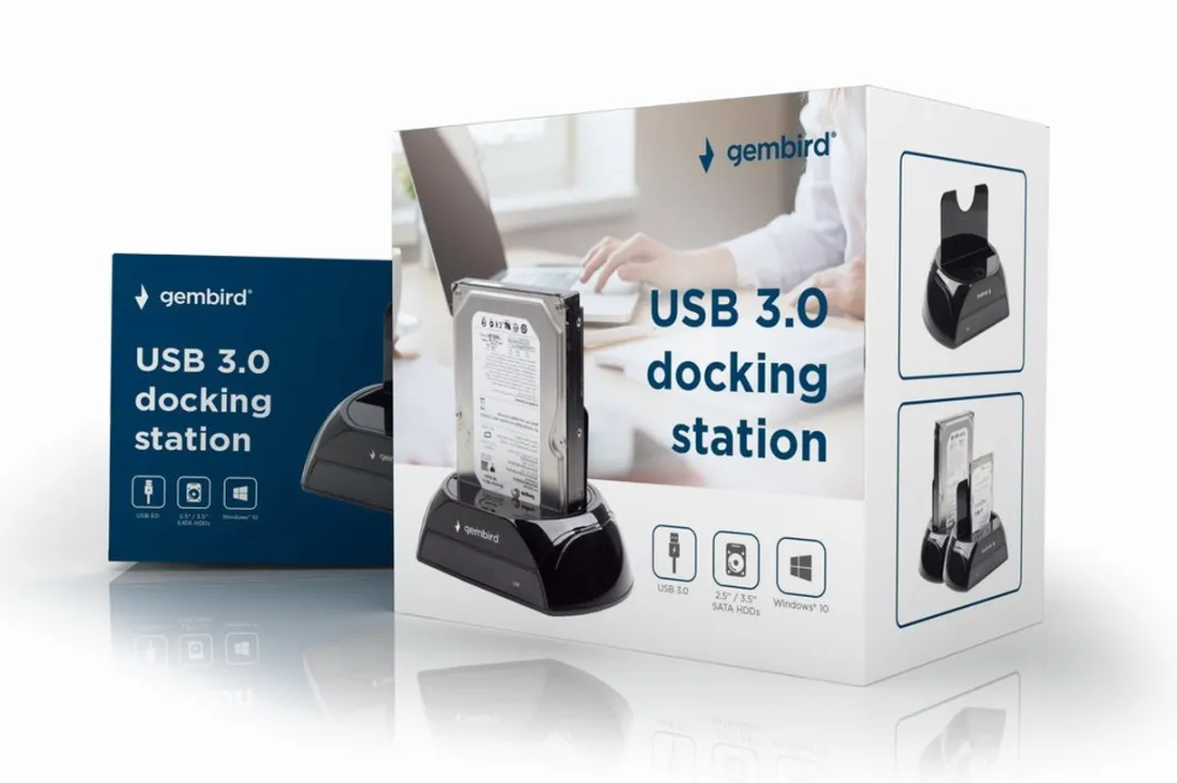 Gembird HD32-U3S-2 USB 3.0 Docking Station - Zwart - afbeelding 2 van 6