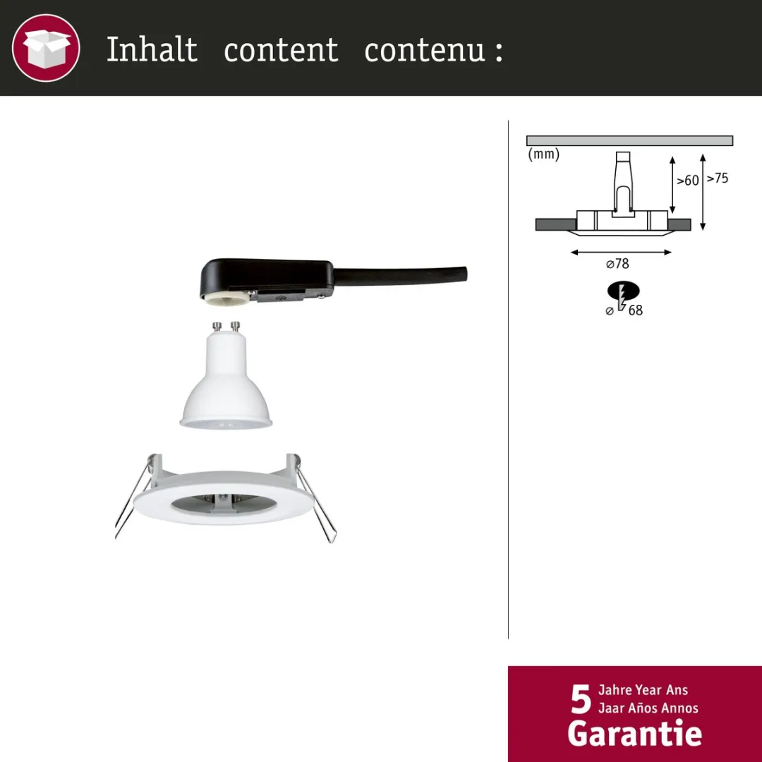Paulmann Nova Star LED Inbouwlamp GU10 6,5W 460lm 2700K - Wit mat - afbeelding 6 van 6