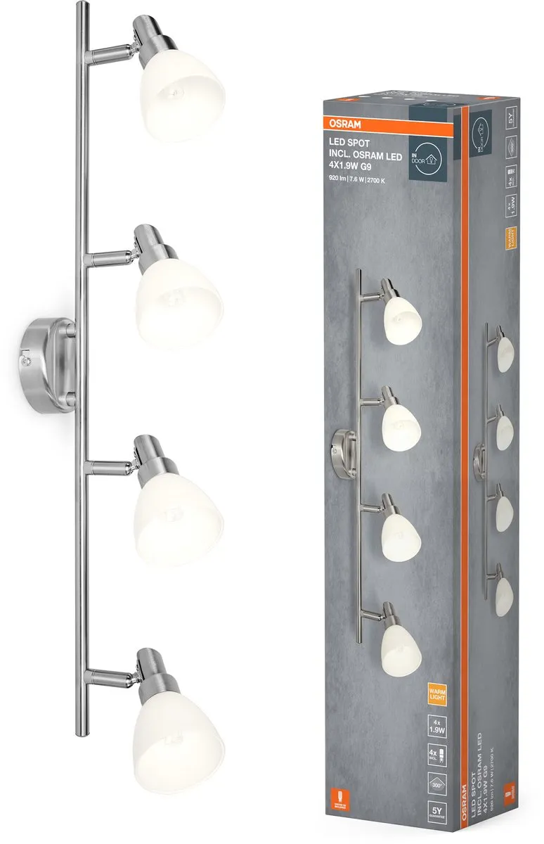 Osram LED Spot G9 4x1.9W 2700K - 800 Lm - Zilver