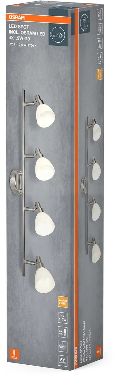 Osram LED Spot G9 4x1.9W 2700K - 800 Lm - Zilver - afbeelding 6 van 6