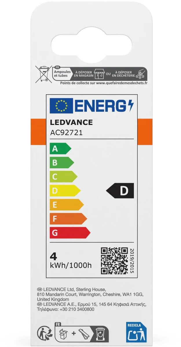 Osram LEDSCLB40 3,4W E27 Warm Wit - Helder Glas