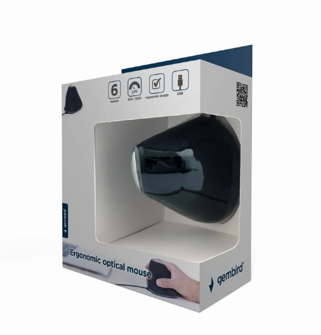 Gembird MUS-ERGO-03 Muis - 3200 DPI - Grijs