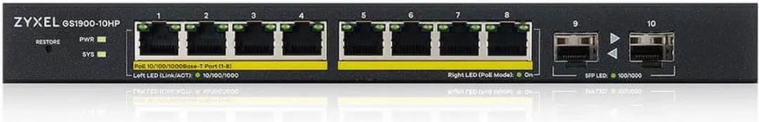 Zyxel GS1900-10HP-EU0102F Switch - 10 PoE-poorten 77W - Zwart - afbeelding 6 van 6
