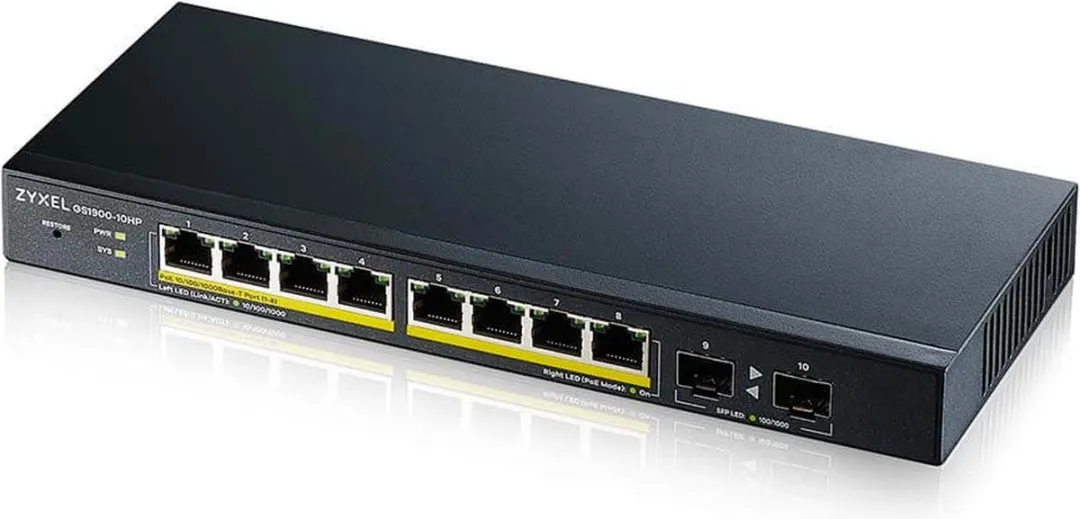 Zyxel GS1900-10HP-EU0102F Switch - 10 PoE-poorten 77W - Zwart