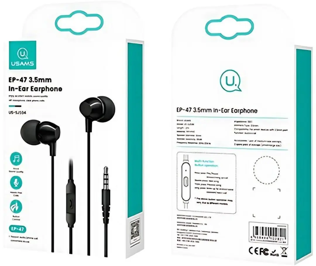 USAMS SJ594 In-ear Oordopjes 3,5mm - Zwart - afbeelding 4 van 6