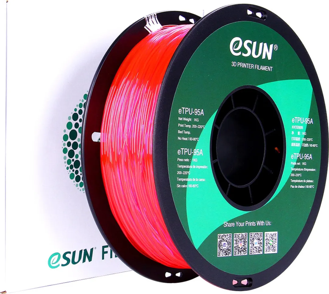 ESUN eTPU-95A Filament 1.75mm Transparant Roze 1kg