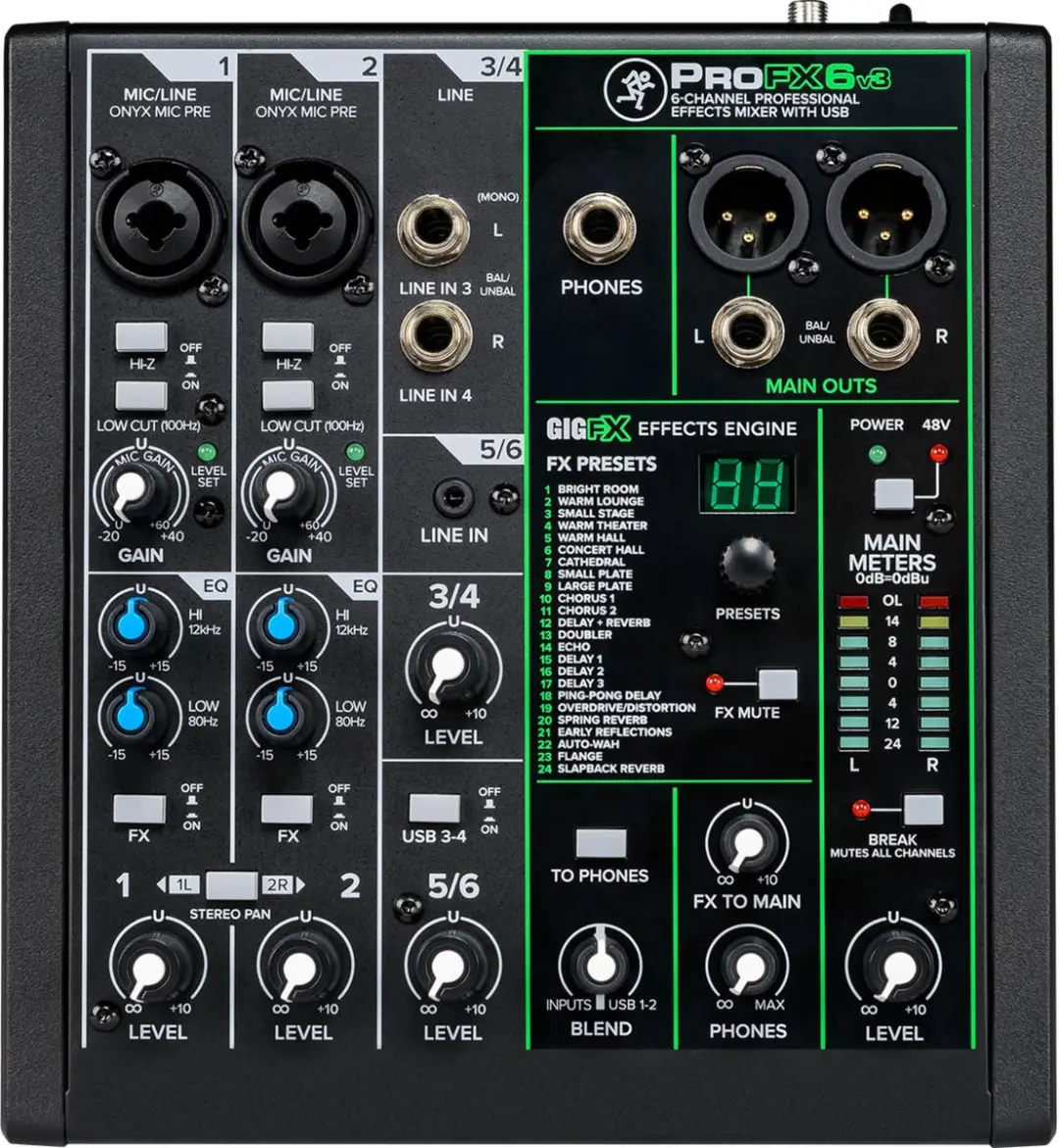 Mackie ProFX6v3 Analoge Mixer - 6-kanaals - afbeelding 4 van 6
