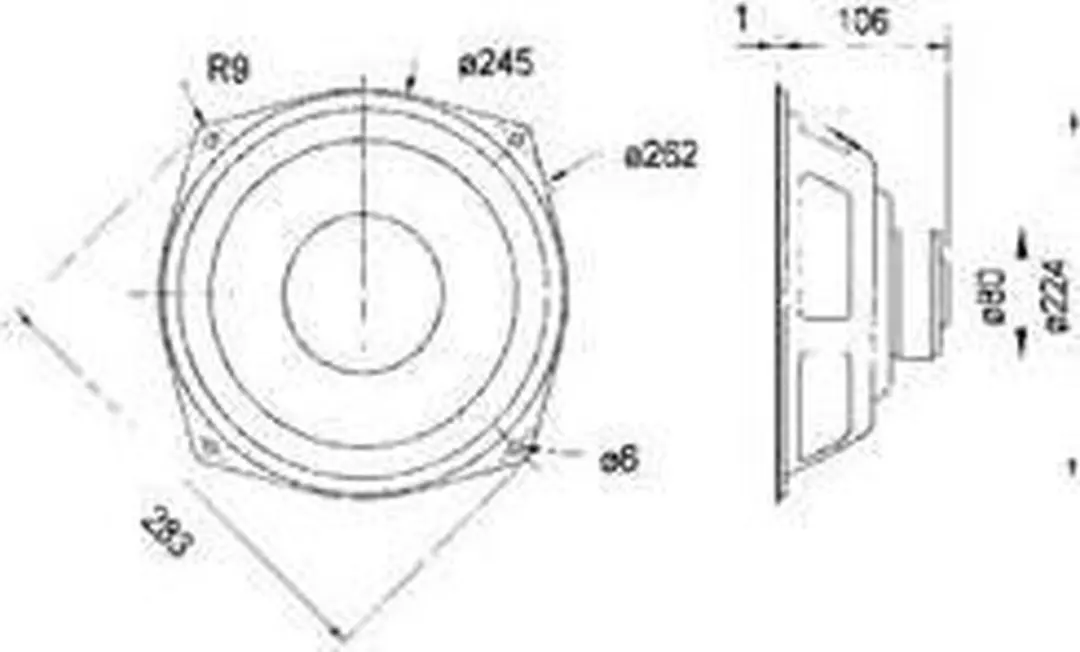 Visaton VS-WS25E/8 Woofer - 25cm - 80W - 8 Ohm - afbeelding 3 van 6