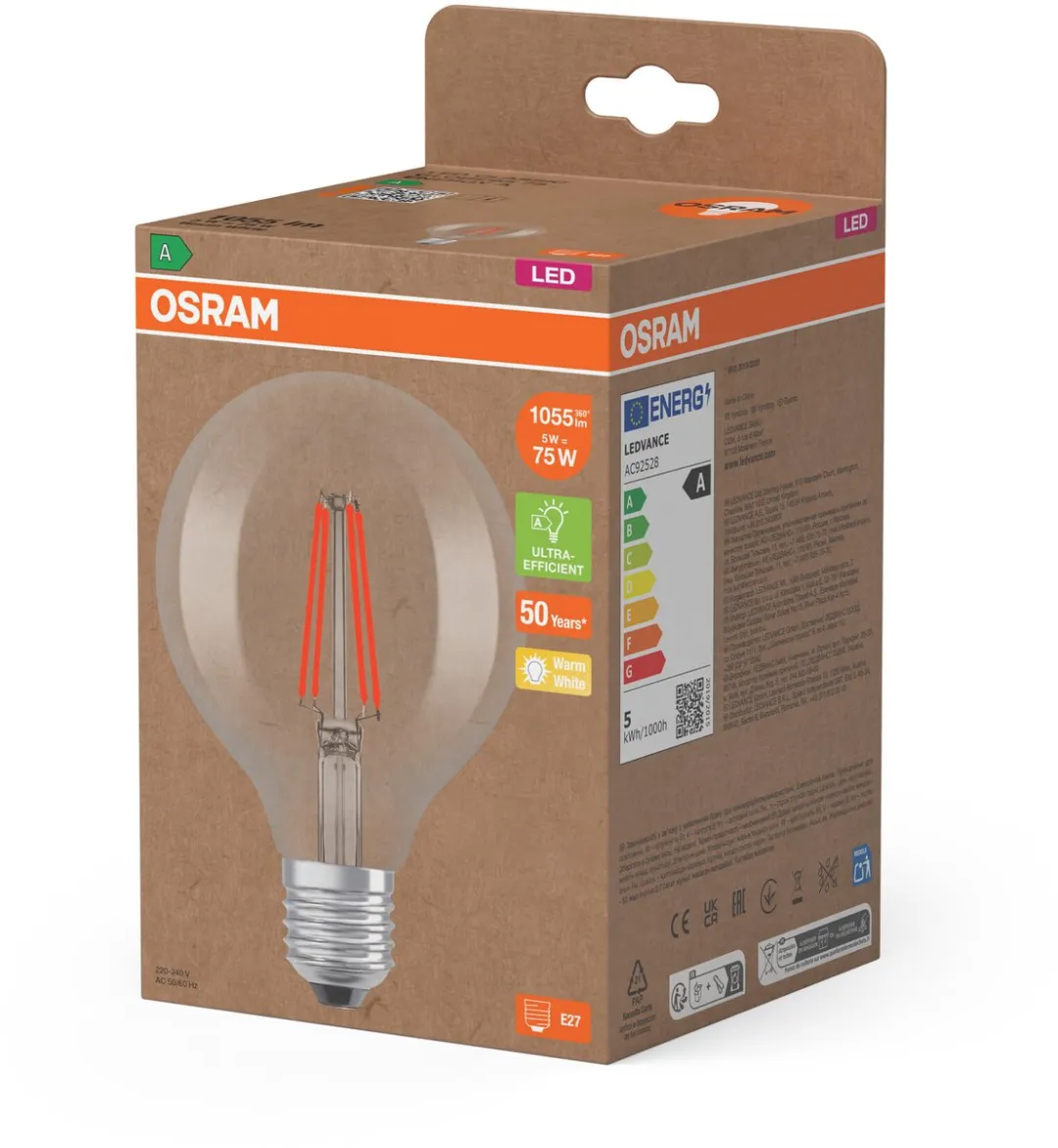 Osram LED Edisonlamp E27 5W 1055lm Warm Wit - afbeelding 6 van 6