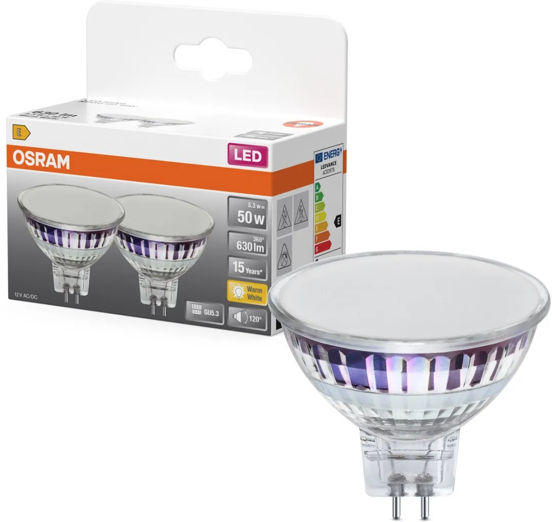 Osram LED Spotlamp Star MR16 5,3W 827 - 630lm - Warm wit - 2 Stuks