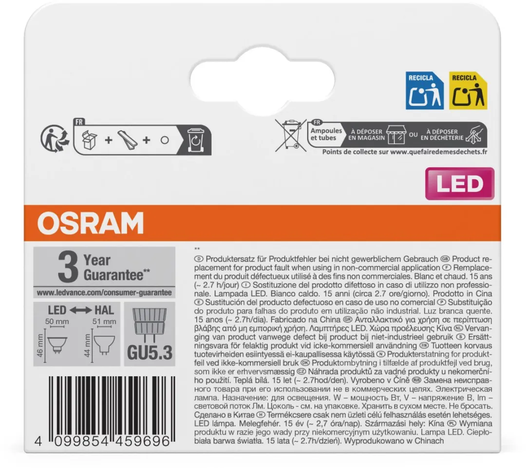 Osram LED Spotlamp Star MR16 5,3W 827 - 630lm - Warm wit - 2 Stuks - afbeelding 6 van 6