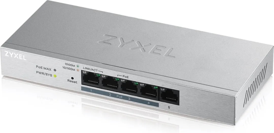 Zyxel GS1200-5HPV2-EU0101F Switch - 5x PoE 60W - Wit