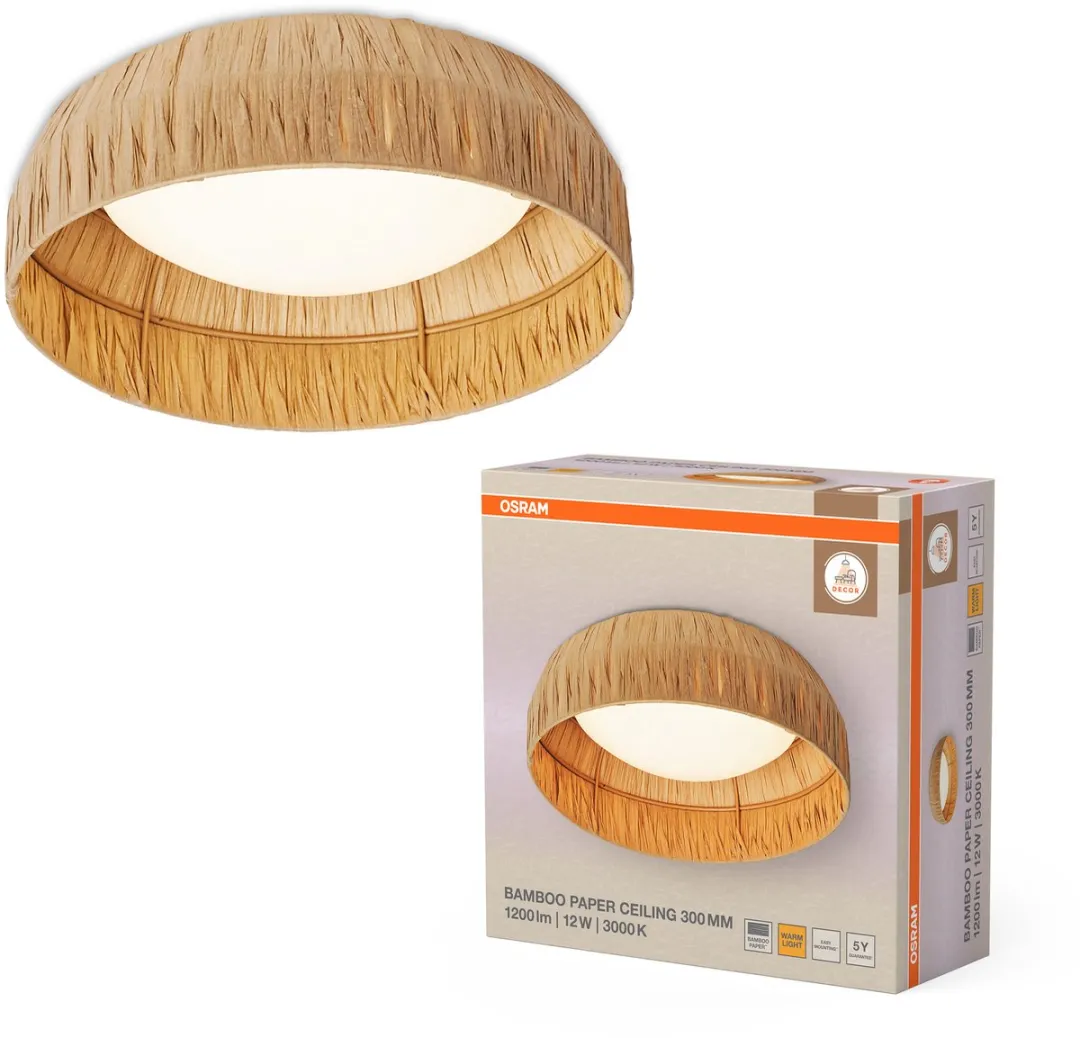 Osram Decor Bamboo Paper Ceiling 300 LED Plafondlamp 12W - Bruin